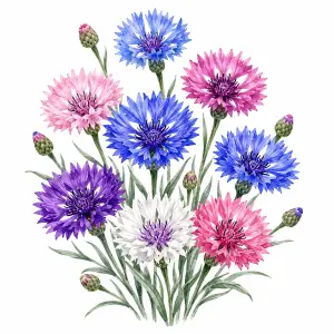 Bachelor button Centaurea cyanus wildflower for pollinator and wildflower seed mixes