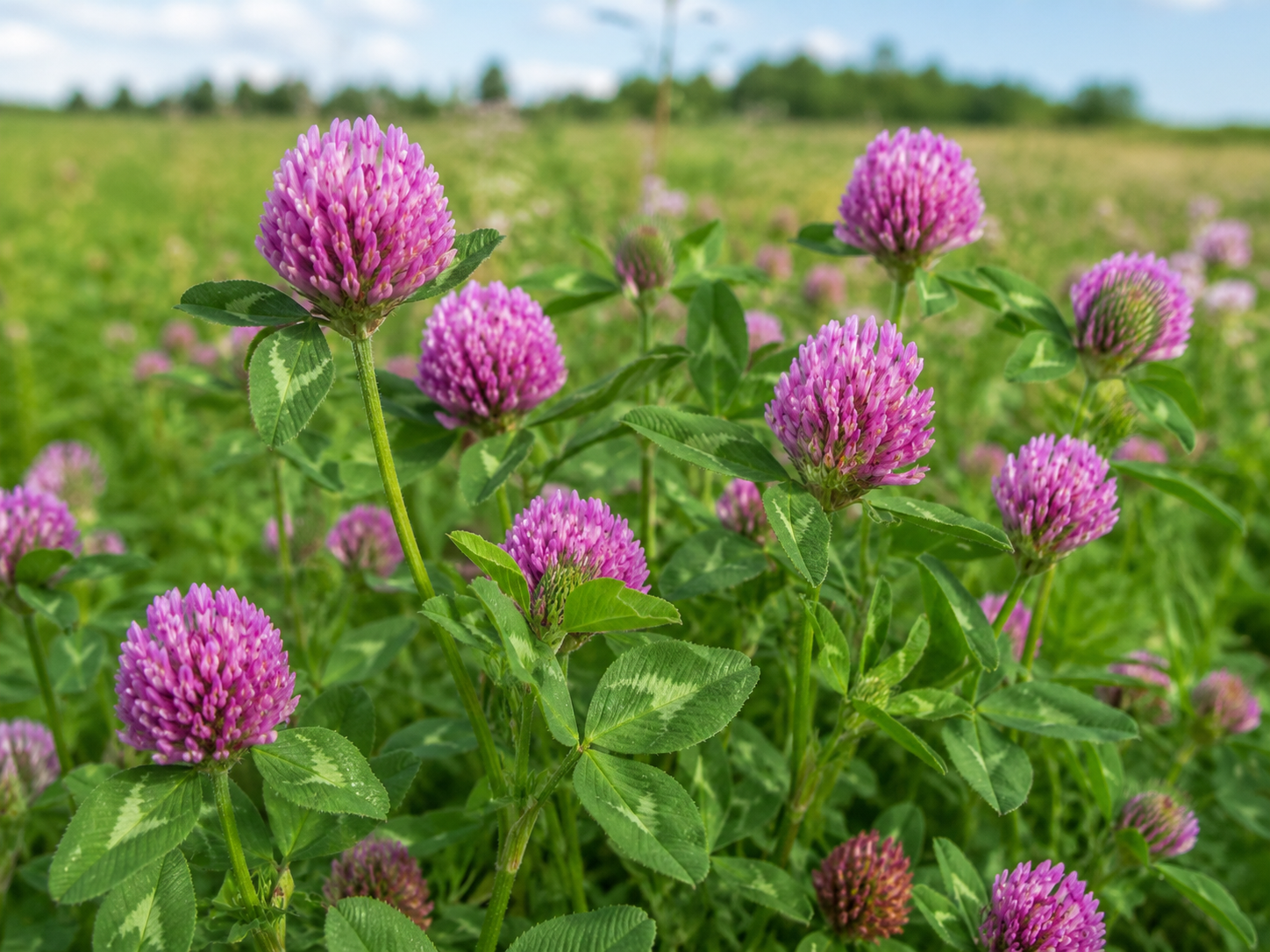 Red Clover flowering in a pasture and forage stand